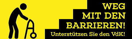 Banner "Weg mit den Barrieren!". Unterstützen Sie den VdK