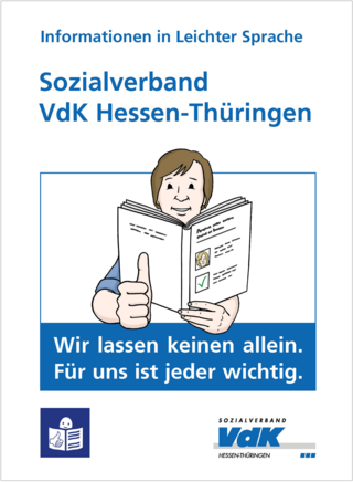 Titelbild der Broschüre: eine Zechnung eines Mannes, der den Daumen hochhält.