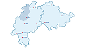 Umrisskarte Hessen-Thüringen mit hervorgehobenem Bezirksverband Marburg