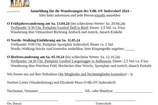 Anmeldeformular für VdK-Wanderungen und -Nordic-Walking