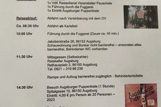 Ausflug nach Augsburg - Programm