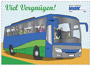 Illustration: Urlaubsbus mit Menschen