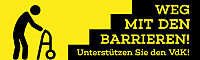 Banner "Weg mit den Barrieren!". Unterstützen Sie den VdK