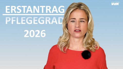 Das Thumbnail zeigt VdK-Präsidentin Verena Bentele. Im Hintergrund steht "Erstantrag Pflegegrad 2026" und das VdK-Logo
