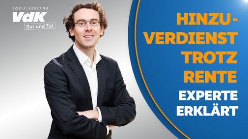 Hinzuverdienst trotz Rente - Experte erklärt Thumbnail für das Video mit einem Bild von Daniel Overdiek und dem Text "Hinzuverdienst trotz Rente - Experte erklärt"