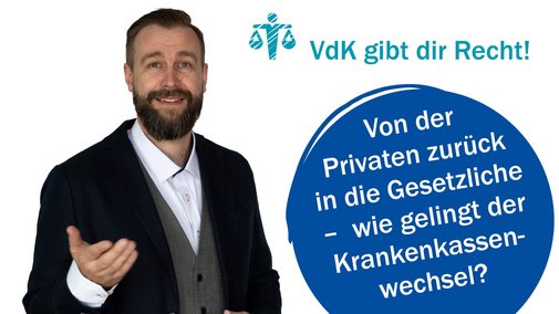 Krankenkassenwechsel Privat zu gesetzlich Thumbnail "VdK gibt dir Recht" mit Portrait von Ronny Hübsch