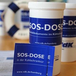 Notfalldose mit Aufkleber VdK Hamburg