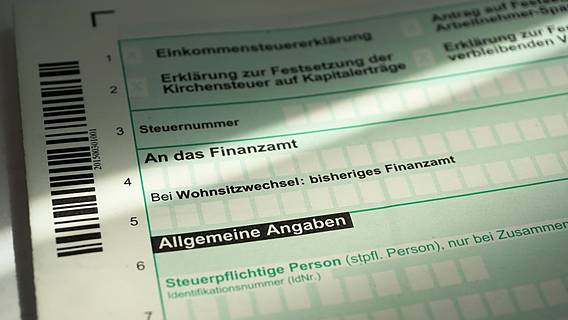 Bild eines Formulars der Steuererklärung