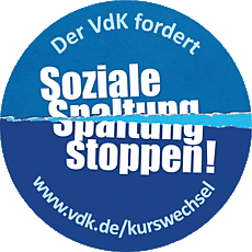 Button zur VdK-Aktion "Soziale Spaltung stoppen!"
