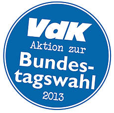Logo der Aktion "Endlich handeln" mit der Aufschrift "VdK-Aktion zur Bundestagswahl 2013"