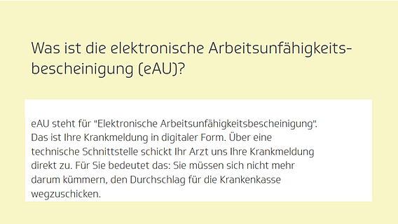 Was ist die elek­tro­ni­sche Arbeits­un­fä­hig­keits­be­schei­ni­gung (eAU)?