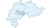 Umrisskarte Hessen-Thüringen mit hervorgehobenem Bezirksverband Fulda