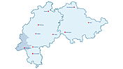 Umrisskarte Hessen-Thüringen mit hervorgehobenem Bezirksverband Wiesbaden