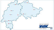 Landkarte von Hessen und Thüringen mit allen Bezirksstellen Standorten